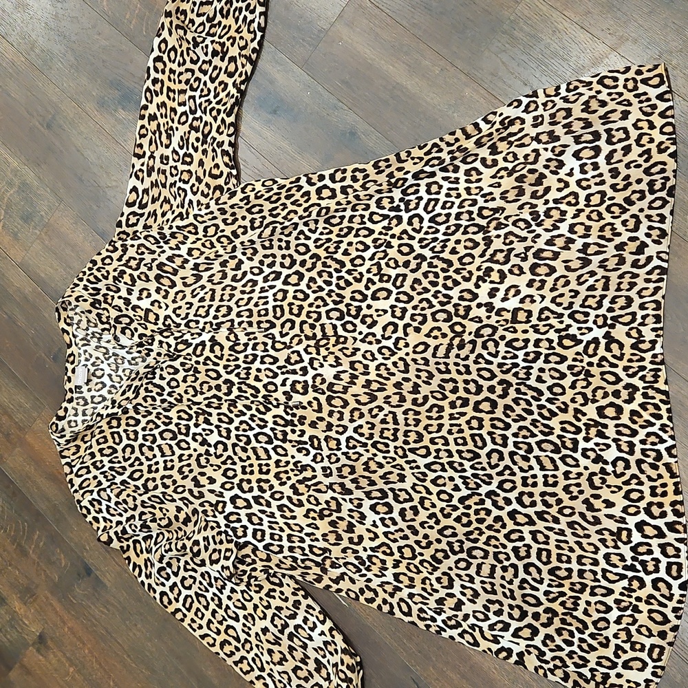 Chico's M Leopard Print 3/4 Sleeve A-Line Dress  Tunic